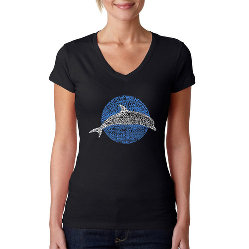 Species of Dolphin - Women's Word Art V-Neck T-Shirt