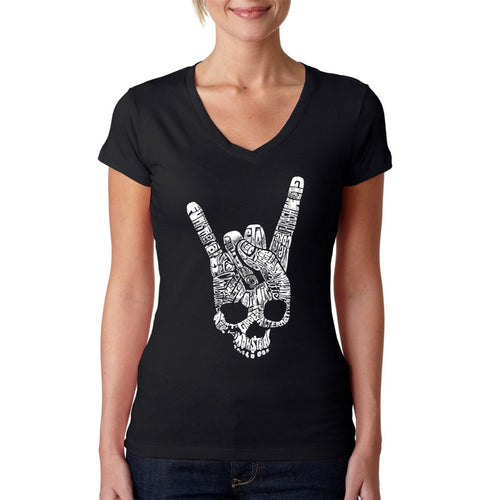 Heavy Metal Genres - Women's Word Art V-Neck T-Shirt
