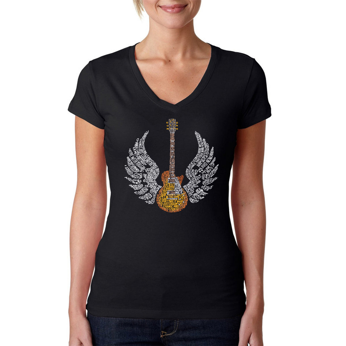 LYRICS TO FREE BIRD - Women's Word Art V-Neck T-Shirt – LA Pop Art