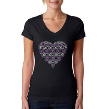Load image into Gallery viewer, XOXO Heart  - Women&#39;s Word Art V-Neck T-Shirt