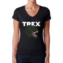 Load image into Gallery viewer, T-Rex Head  - Women&#39;s Word Art V-Neck T-Shirt