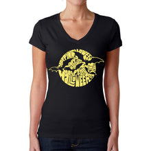Load image into Gallery viewer, Halloween Bats  - Women&#39;s Word Art V-Neck T-Shirt