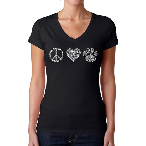 Peace Love Cats  - Women's Word Art V-Neck T-Shirt