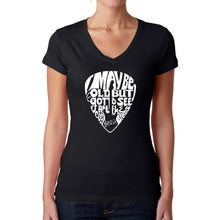 Load image into Gallery viewer, Guitar Pick  - Women&#39;s Word Art V-Neck T-Shirt