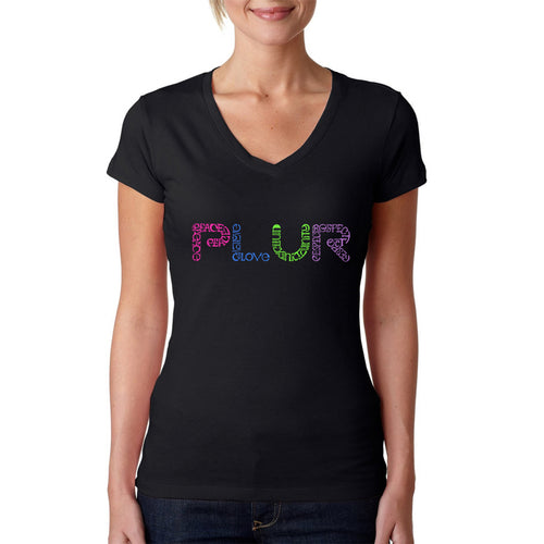 PLUR - Women's Word Art V-Neck T-Shirt