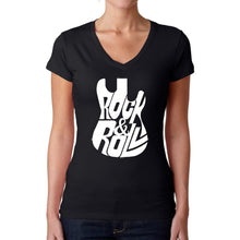 Load image into Gallery viewer, Rock And Roll Guitar - Women&#39;s Word Art V-Neck T-Shirt