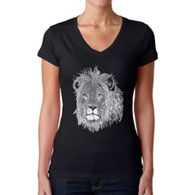 Load image into Gallery viewer, Lion  - Women&#39;s Word Art V-Neck T-Shirt
