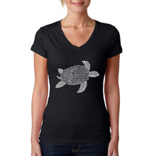 Load image into Gallery viewer, Turtle - Women&#39;s Word Art V-Neck T-Shirt