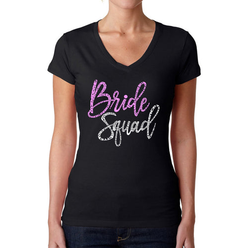 Women's Word Art V-Neck T-Shirt - Bride Squad