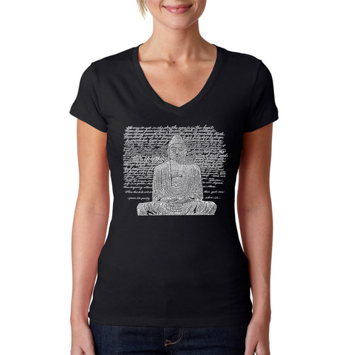 Zen Buddha - Women's Word Art V-Neck T-Shirt