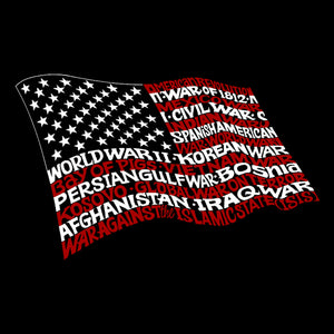 LA Pop Art Boy's Word Art Hooded Sweatshirt - American Wars Tribute Flag