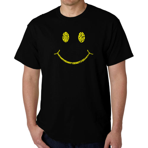Be Happy Smiley Face  - Men's Word Art T-Shirt