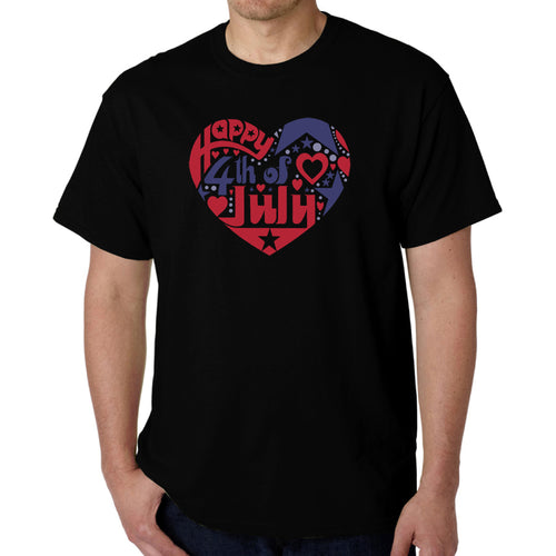 Men's Word Art T-shirt - July 4th Heart