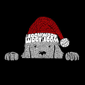 Christmas Peeking Dog - Men's Word Art Crewneck Sweatshirt