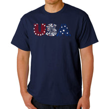 Load image into Gallery viewer, USA Fireworks - Men&#39;s Word Art T-Shirt