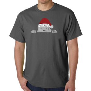 Christmas Peeking Dog - Men's Word Art T-Shirt