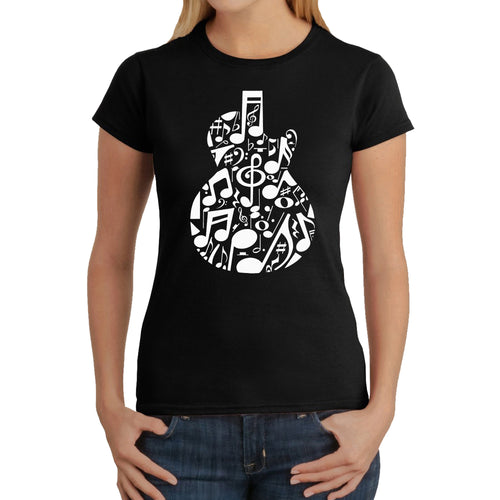 Music Notes Guitar - Women's Word Art T-Shirt