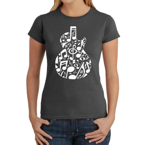 Music Notes Guitar - Women's Word Art T-Shirt