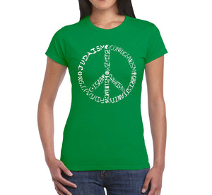Different Faiths peace sign -  Women's Word Art T-Shirt