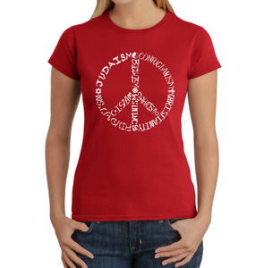 Different Faiths peace sign -  Women's Word Art T-Shirt