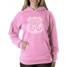 Load image into Gallery viewer, Stops Along Route 66 - Women&#39;s Word Art Hooded Sweatshirt