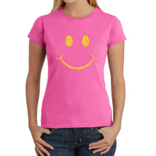 Load image into Gallery viewer, Be Happy Smiley Face  - Women&#39;s Word Art T-Shirt