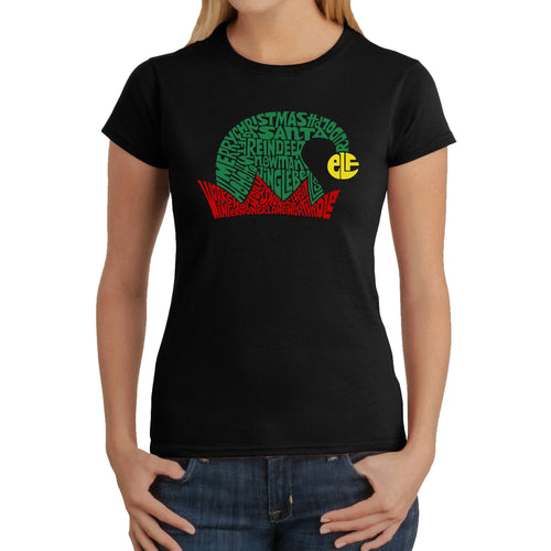 Christmas Elf Hat - Women's Word Art T-Shirt