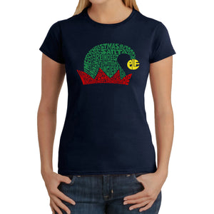 Christmas Elf Hat - Women's Word Art T-Shirt