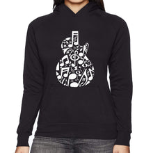 Load image into Gallery viewer, Music Notes Guitar - Women&#39;s Word Art Hooded Sweatshirt