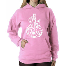 Load image into Gallery viewer, Music Notes Guitar - Women&#39;s Word Art Hooded Sweatshirt