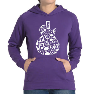 Music Notes Guitar - Women's Word Art Hooded Sweatshirt