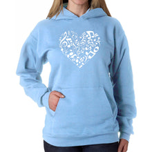 Load image into Gallery viewer, Heart Notes  - Women&#39;s Word Art Hooded Sweatshirt