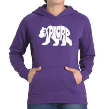 Load image into Gallery viewer, Explore - Women&#39;s Word Art Hooded Sweatshirt