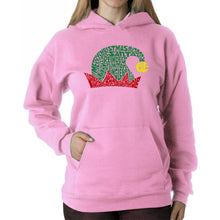Load image into Gallery viewer, Christmas Elf Hat - Women&#39;s Word Art Hooded Sweatshirt