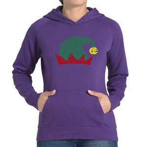 Christmas Elf Hat - Women's Word Art Hooded Sweatshirt