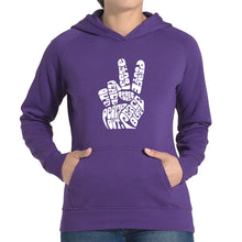 Load image into Gallery viewer, Peace Out  - Women&#39;s Word Art Hooded Sweatshirt