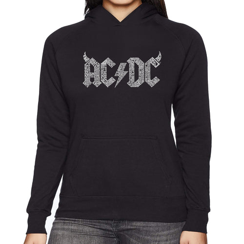 ACDC Classic Horns Logo  - Women's Word Art Hooded Sweatshirt