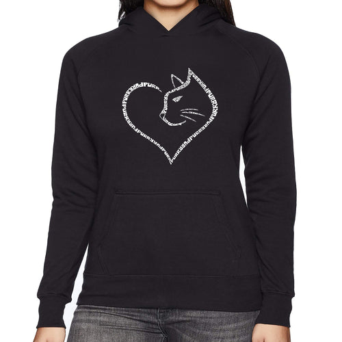 Cat Heart - Women's Word Art Hooded Sweatshirt