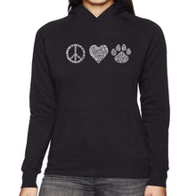 Load image into Gallery viewer, Peace Love Cats  - Women&#39;s Word Art Hooded Sweatshirt
