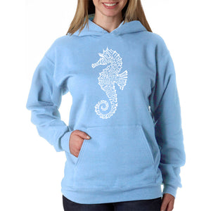 Types of Seahorse - Women's Word Art Hooded Sweatshirt