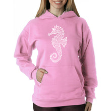 Load image into Gallery viewer, Types of Seahorse - Women&#39;s Word Art Hooded Sweatshirt