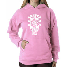 Load image into Gallery viewer, Guitar Head Music Genres  - Women&#39;s Word Art Hooded Sweatshirt