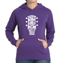 Load image into Gallery viewer, Guitar Head Music Genres  - Women&#39;s Word Art Hooded Sweatshirt