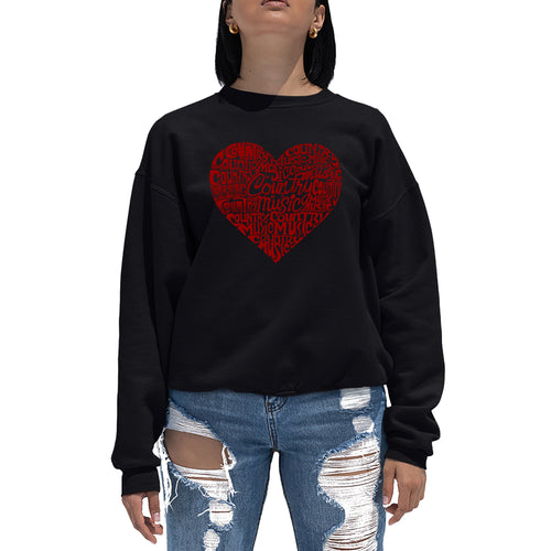 Country Music Heart - Women's Word Art Crewneck Sweatshirt