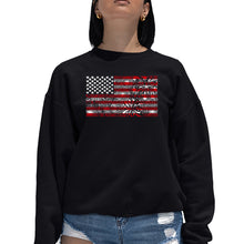 Load image into Gallery viewer, Women&#39;s Word Art Crewneck Sweatshirt - Fireworks American Flag