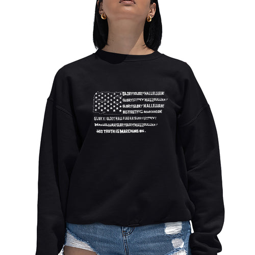 Glory Hallelujah Flag  - Women's Word Art Crewneck Sweatshirt