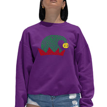 Load image into Gallery viewer, Christmas Elf Hat - Women&#39;s Word Art Crewneck Sweatshirt