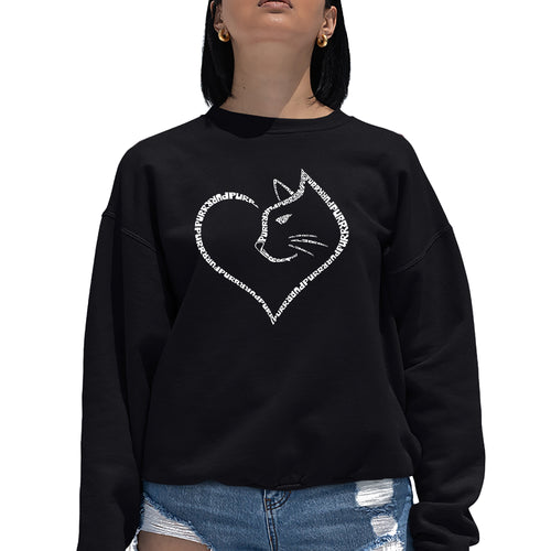 Cat Heart - Women's Word Art Crewneck Sweatshirt