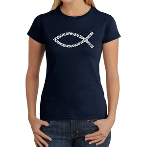 Jesus Loves You - Women's Word Art T-Shirt