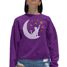 Load image into Gallery viewer, Cat Moon - Women&#39;s Word Art Crewneck Sweatshirt